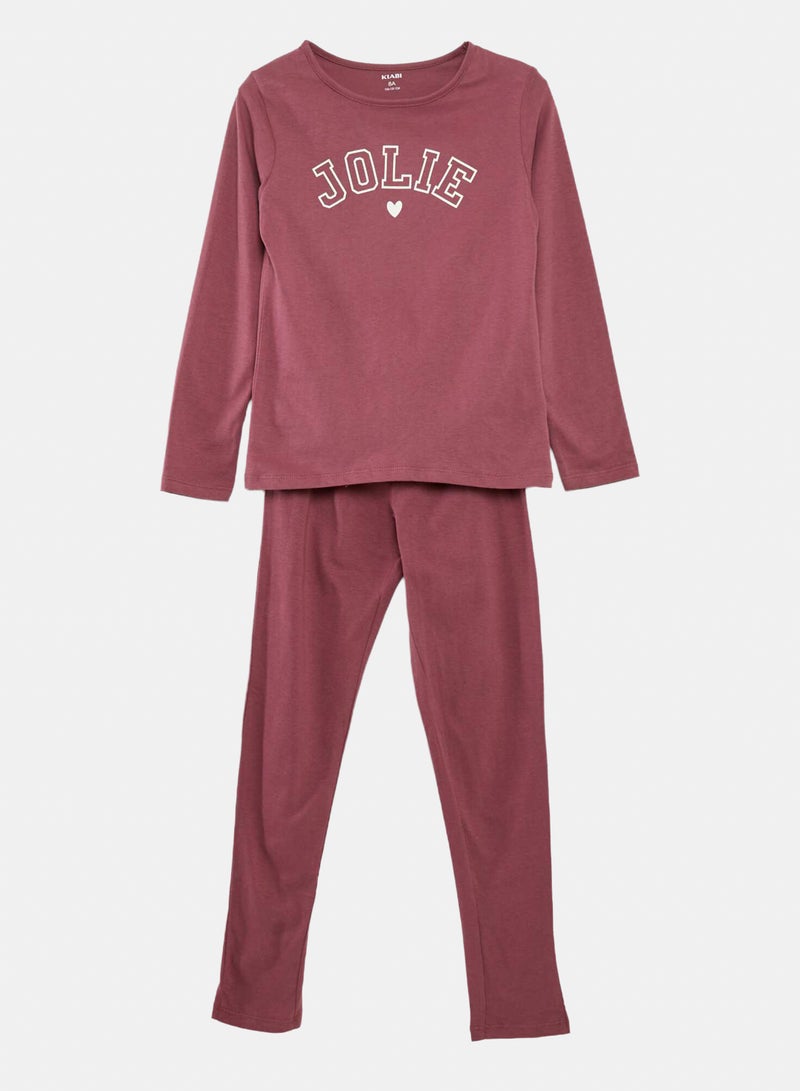 Kiabi Ls. T-Shirt+Trouser Pyjama Set(2 Pcs) - Image 1